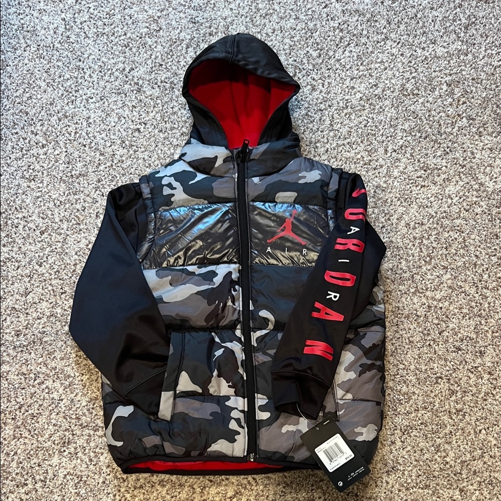 Jordan Camouflage Jacket with Red Logo